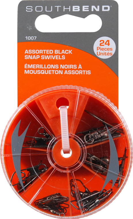 South Bend 1007 Black Snap Swivels Assortment W/Dial Box
