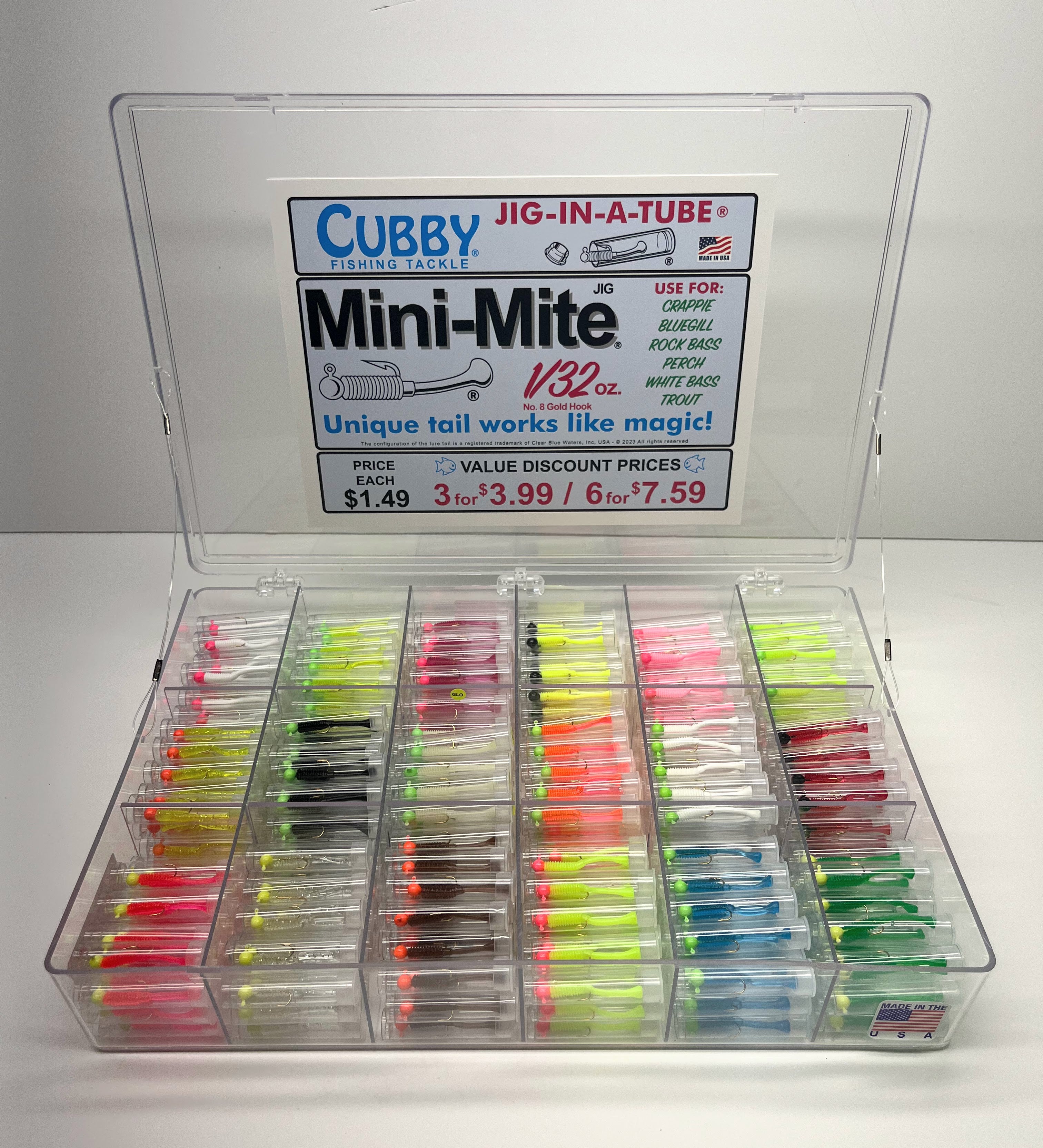 Mini-Mite Jig Counter Display 360pcs (20 jigs each of 18 colors) 1/32 OZ