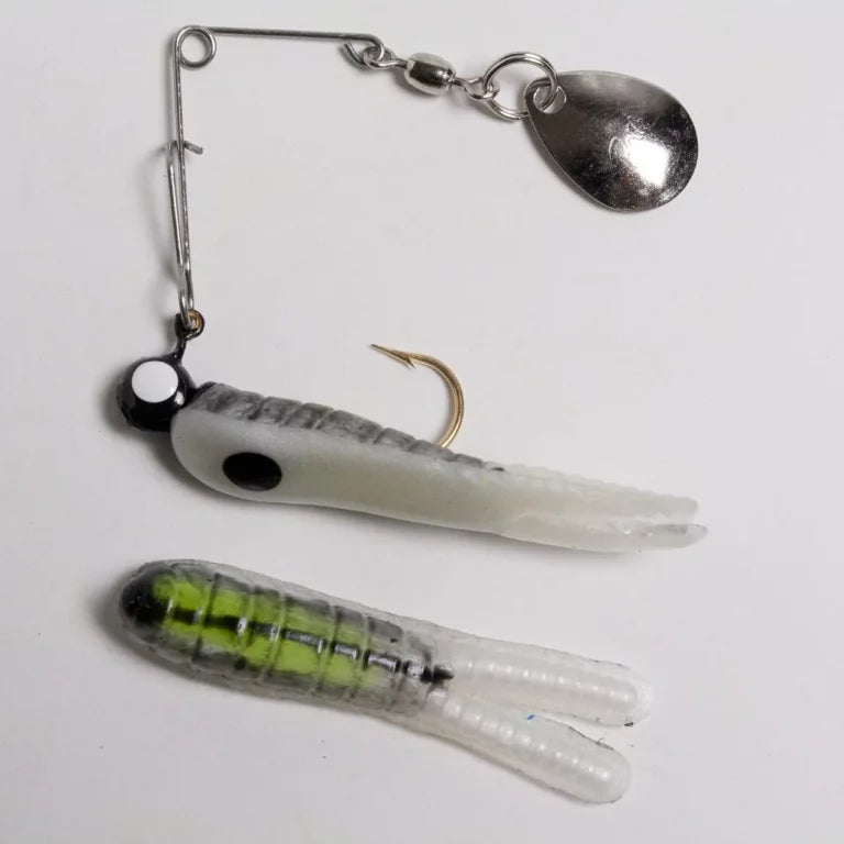 Betts Spin 1/8 Split Tail 12/cd Chartreuse Crawfish