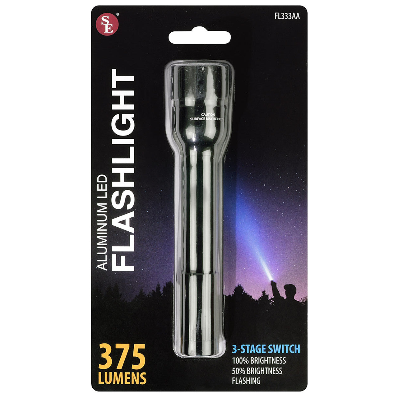 375 Lumen Black Aluminum LED Flashlight 6" - 12 Pcs Display