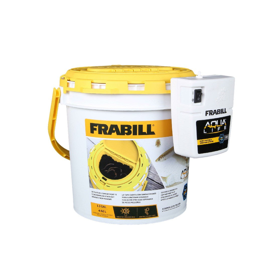 Frabill Aerated Dual Bait Bucket - Battery Operated - 1.3 Gallon