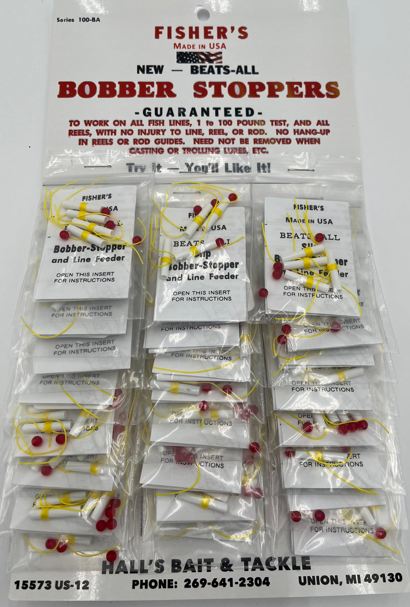 Fisher's Bobber String Stops. 4 per package, 24 per card 100BA