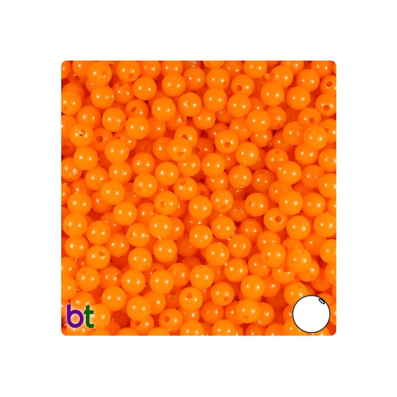 6mm Round Beads – Fluor Orange, 65 pk