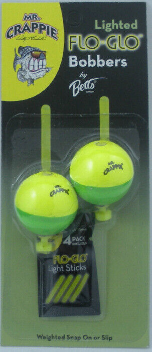 Mr. Crappie Lighted Flo Glo Bobber 1 1/4" Round Y/G 2 pk