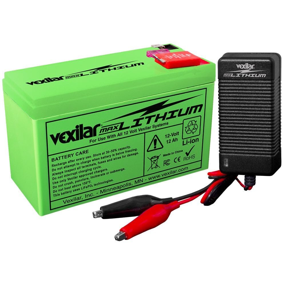 12V- 12Ah Vexilar Max Lithium Battery and V-420L Rapid Charger