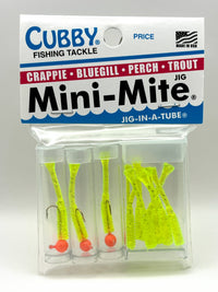 MINI-MITE JIG IN A TUBE JIG & TAIL PACK - 3 Jigs & 8 Tails 1/32 OZ