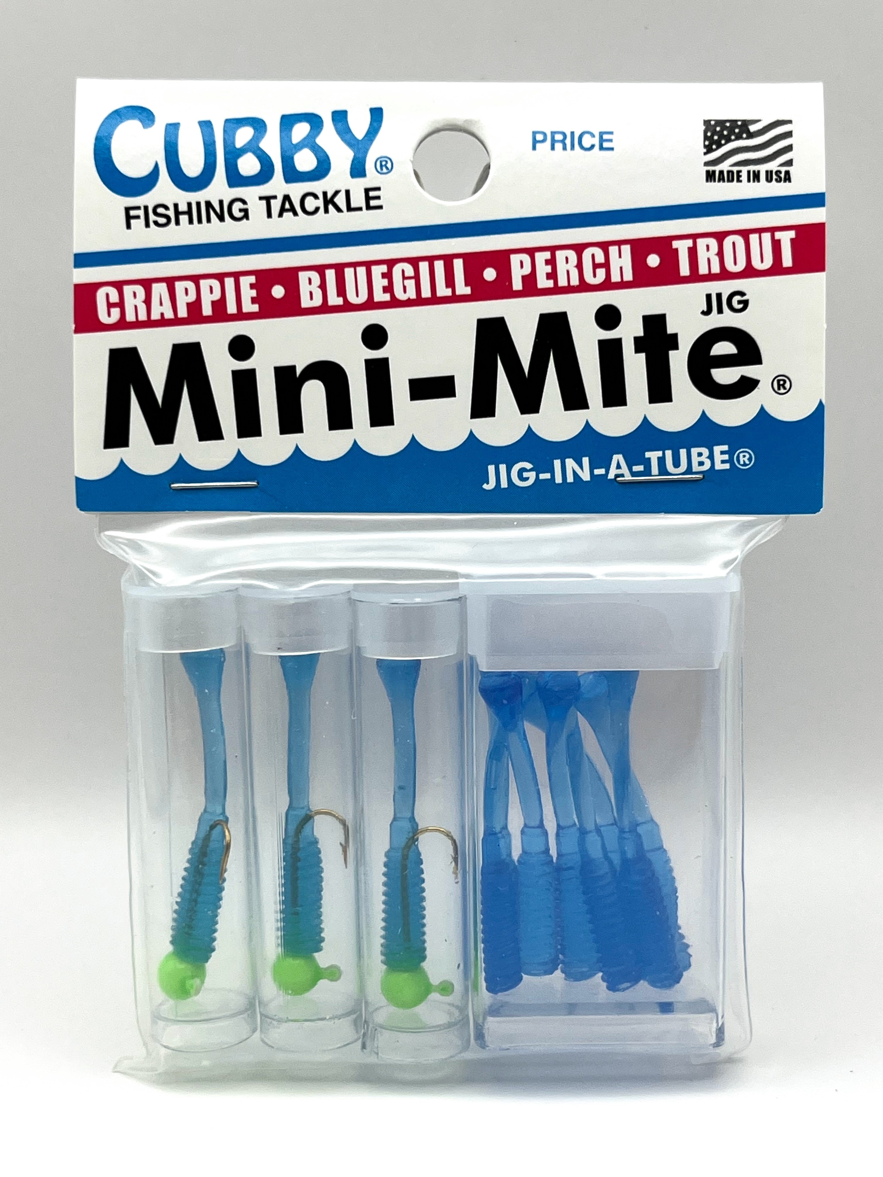 MINI-MITE JIG IN A TUBE JIG & TAIL PACK - 3 Jigs & 8 Tails 1/32 OZ