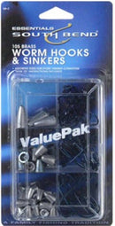 South Bend Worm Hooks & Sinkers Value Pack (105 Pcs)