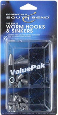 South Bend Worm Hooks & Sinkers Value Pack (105 Pcs)