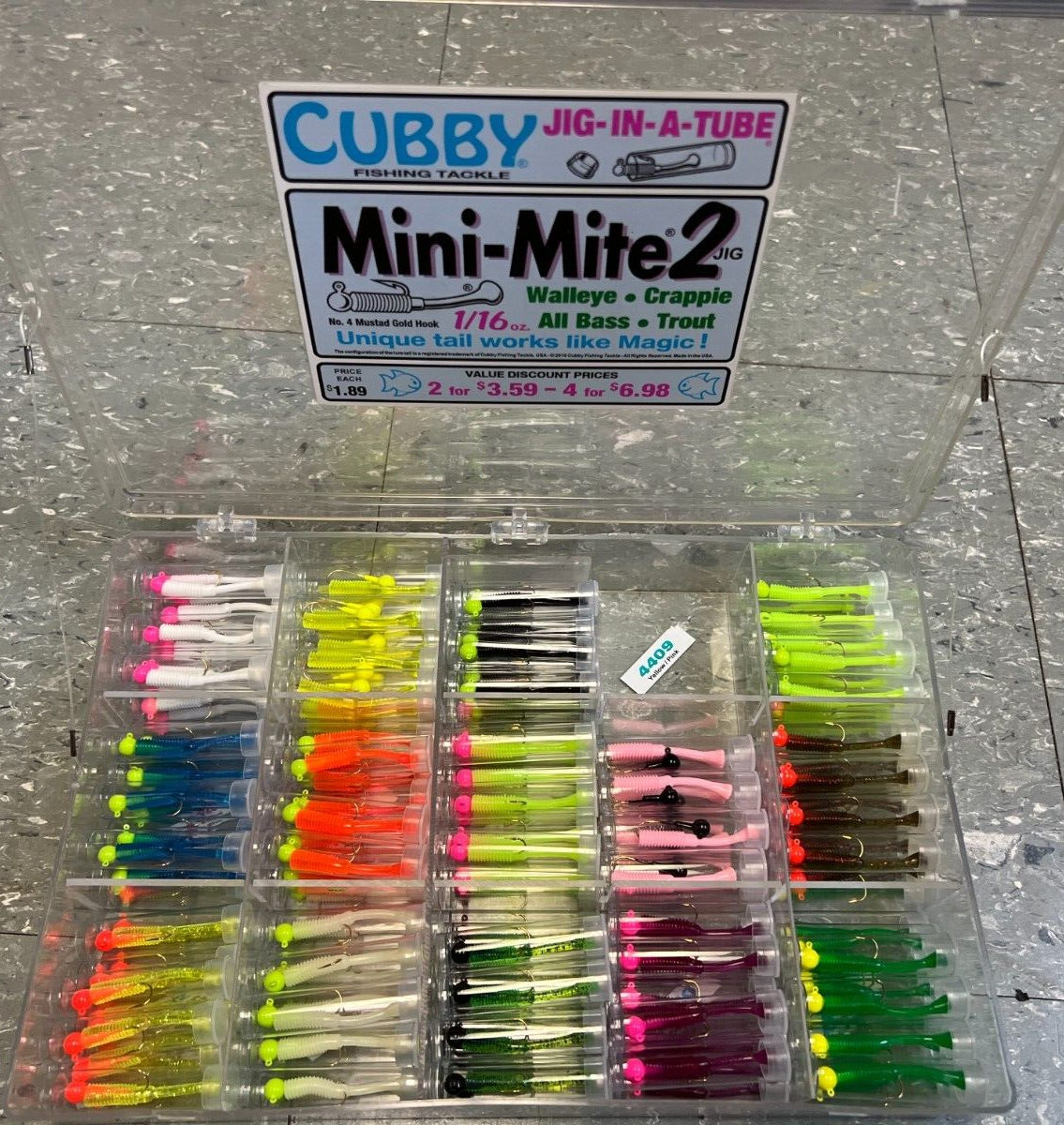 Mini-Mite2 Jig Counter Display 180pcs (12 jigs each of 15 colors) 1/16 OZ