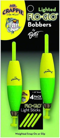 Mr. Crappie Lighted Flo Glo Bobber 2 1/2" Cigar Y/G 2 pk