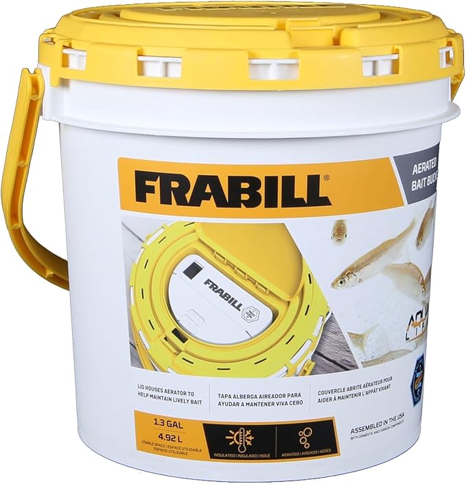 Frabill Aerator Bait Buckets | White/Yellow