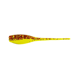 Baby Shad - 2 IN - 18 Pack / Chartreuse Red Glitter